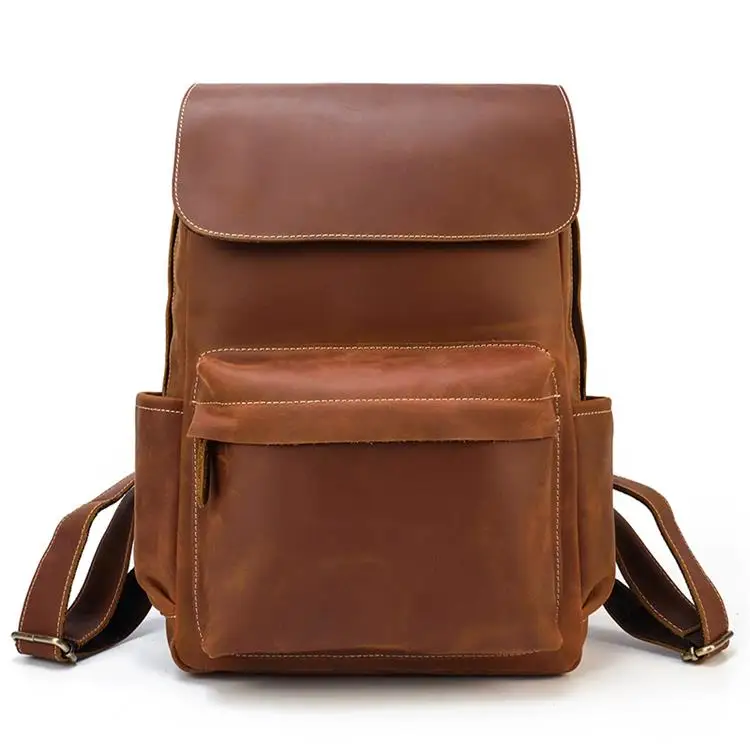 Luuafn винтажный Модный кожаный рюкзак, ручной рюкзак для мужчин и женщин, туристический рюкзак для студентов, школьная сумка из натуральной кожи - Цвет: brown 2
