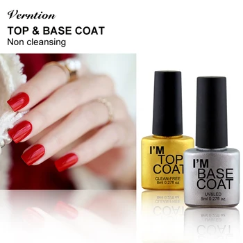 

Verntion 8ml Gel Nail Polish Base and Top Coat Varnishes Nail Gel Primer Long Lasting Soak Off UV Gel Nail Art Manicure Gel Nail