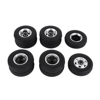 

Front and Rear Rubber Low Loader Wheels with Aluminum Rims for Tamiya 1/14 Scale Tractor