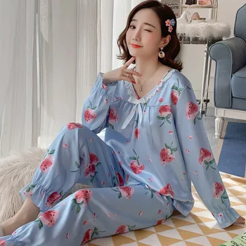 

Womens Pajamas Set Cartoon Girl Sleepwear Pijama Long Women Pyjamas Suit Female Clothing Set 2019 Nightwear Womens Lounge Wear