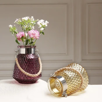 

Creative Glass Vase home Decor crafts Tabletop crystal colorful flower vase Terrarium Hydroponic Container wedding Decor J