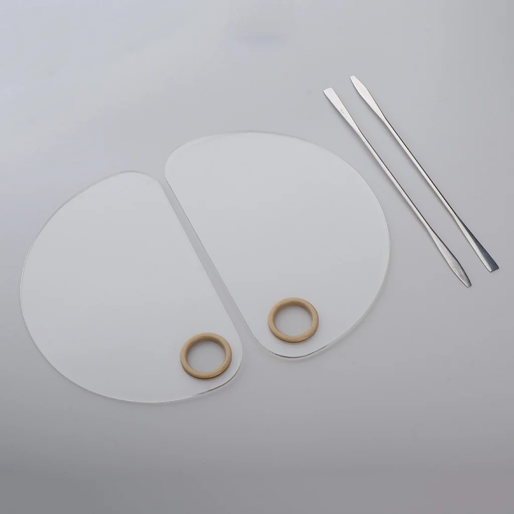 2PCS Nail Art Palette with Stainless Steel Spatula Professional Nail DIY Art Design Paint Color Mixing Palette