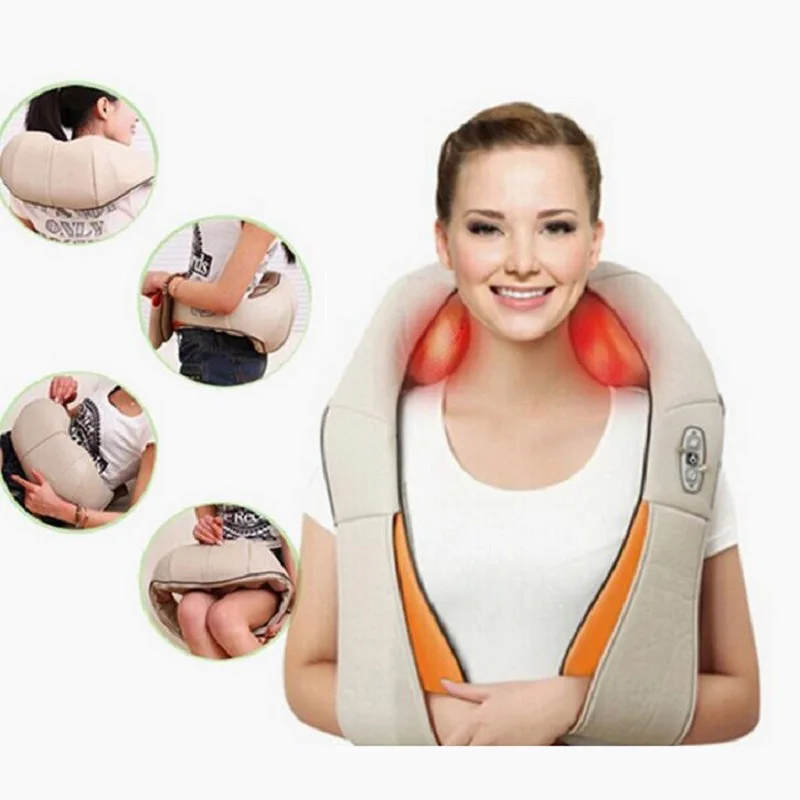 Shiatsu Back Neck Shoulder Body Massager Electrical Infrared Heated Kneading Car Home Massagem Shawl Therapy Massageador Relax
