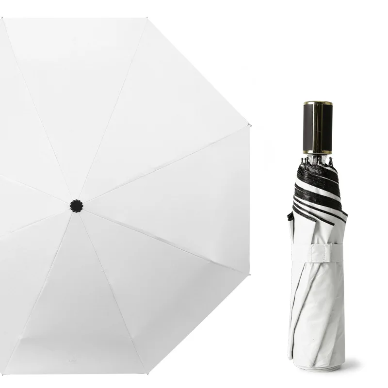 Анти-УФ зонтик черный клей солнцезащитный Солнечный зонтик ручной складной зонтик женский новогодний подарок - Цвет: beige