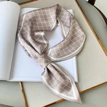 New 2021 Luxury Brand Silk Scarf Small Women Shawls And Wraps Fashion Print Office Small Hair Neck Hijabs Foulard Scarves