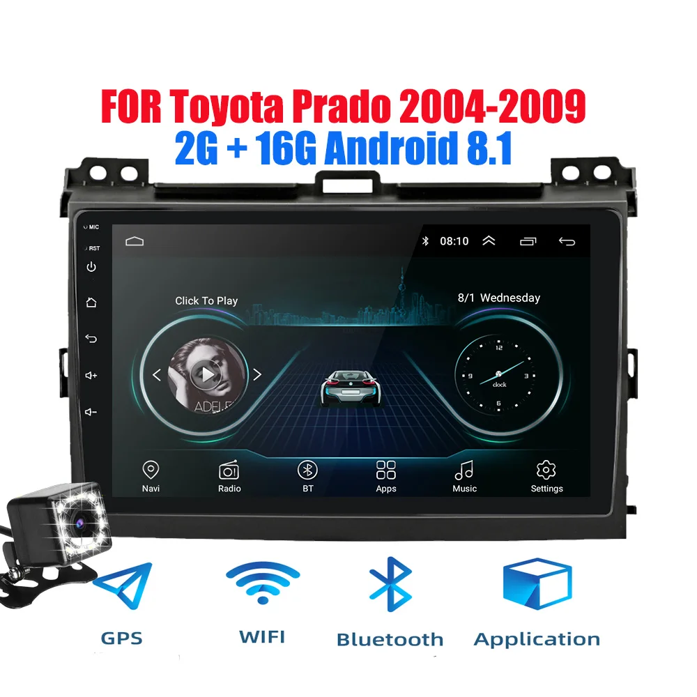Android 8(2G) CAM Threecar 2din Android 9 Ouad Core PX6 Автомагнитола стерео для Toyota Land Cruiser Prado 2003-2009 gps Navi Аудио Видео плеер Wifi - Цвет: Android 8(2G) CAM