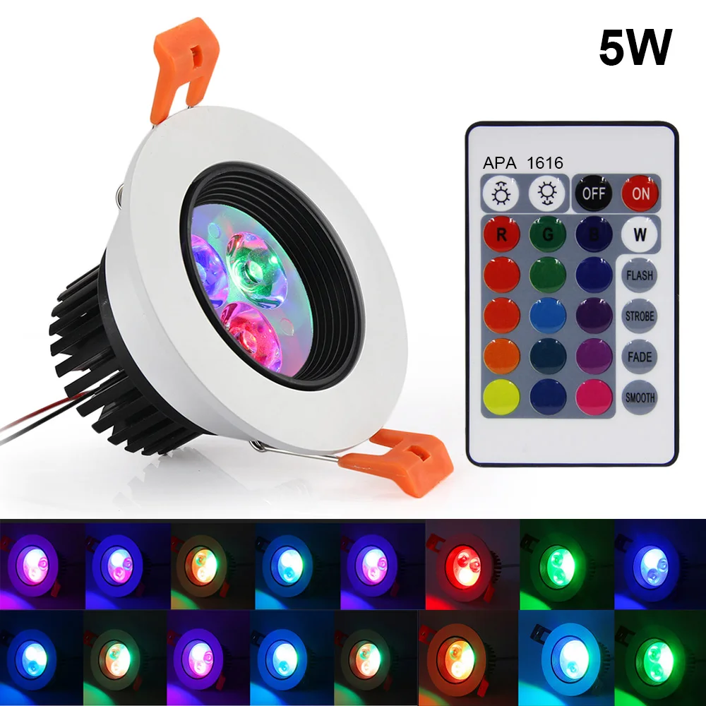 

Round/Square RGB LED Panel Light + Remote Control 5W Recessed LED Ceiling Panel light AC85-265V LED Panel Downlight Square