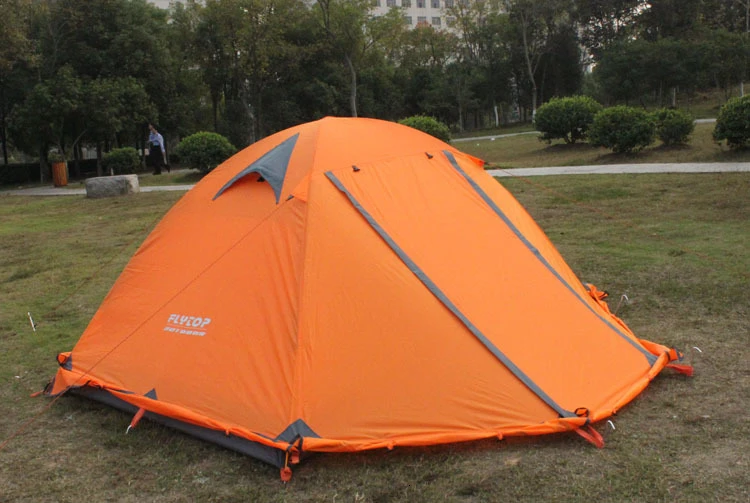 FLYTOP 4-сезонная туристическая палатка, двухслойная алюминиевая палатка для кемпинга, зимняя ветрозащитная Водонепроницаемая семейная палатка для 2-4 человек