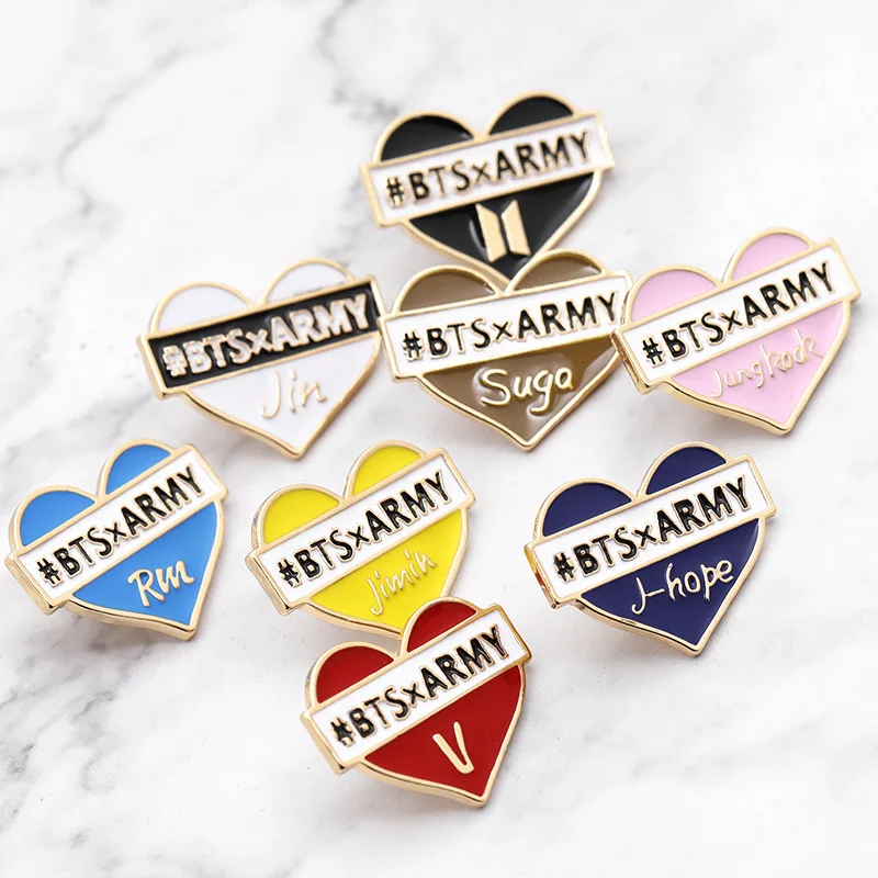 

New 1 Piece Bangtan Boys Badge Metal Love Clothes Pins Brooches Women Kids Backpack Bag Dress Collar Hoodies Decorations