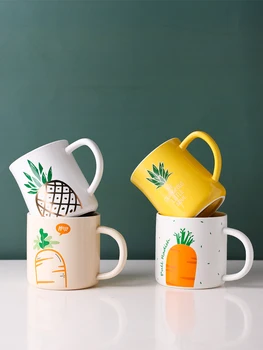 

Cartoon Pineapple Ceramic Coffee Mug Nordic Cute Cup Hand Painted Mugs Minimalist Coffee Work Cup Unique Mugs Milk Mug II50MKB