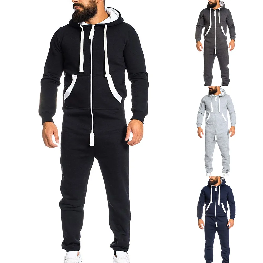 Мужской комбинезон, все в одном, для фитнеса, бега, для мужчин, t Non Footed Pajama Playsuit, блузка с капюшоном, Повседневная зимняя теплая Пижама# S