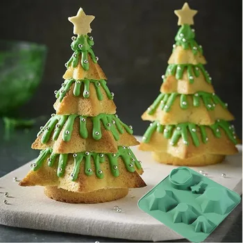 

3D Christmas Tree Cake Mould Silicone Mold Cake Cookie Mold DIY Cake Decorating Tools Biscuits Candy DIY Baking Mould