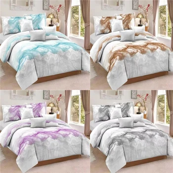 

Modern Bedding Set Ink Abstract Art Duvet Cover Pillowcase Single Queen King Size Bedlinen Green Color Beddings Brief Style