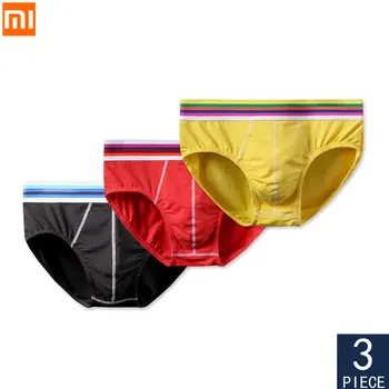 

3pcs/lot Xiaomi Men Underwear New Soild Color Cotton Briefs Pants Mid-waist Men'S Sexy U-convex Panties Male Breather Underpants