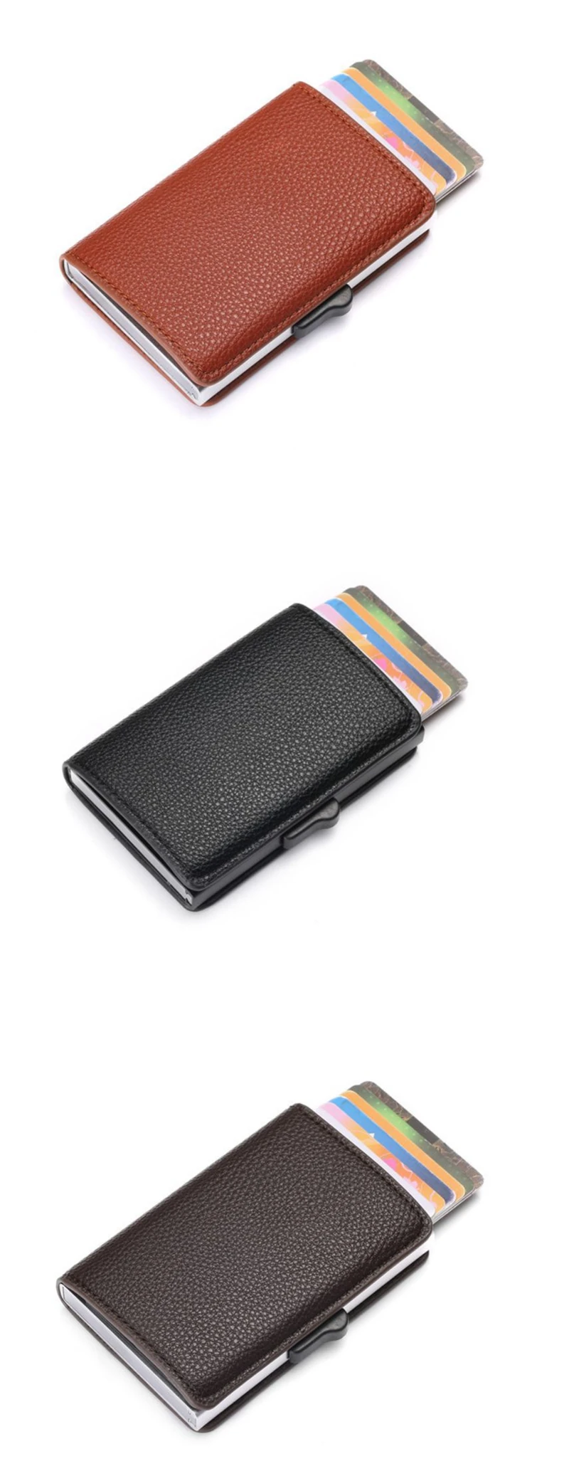 Фирменный держатель для кредитных карт с защитой от RFID, для карт, кошелек для мужчин и женщин, дорожная алюминиевая коробка, Модный мягкий кожаный тонкий чехол для карт