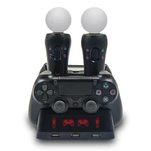 4-в-1 Зарядное устройство для Ps4/Ps Move/Ps Очки виртуальной реальности Vr ручка Зарядное устройство