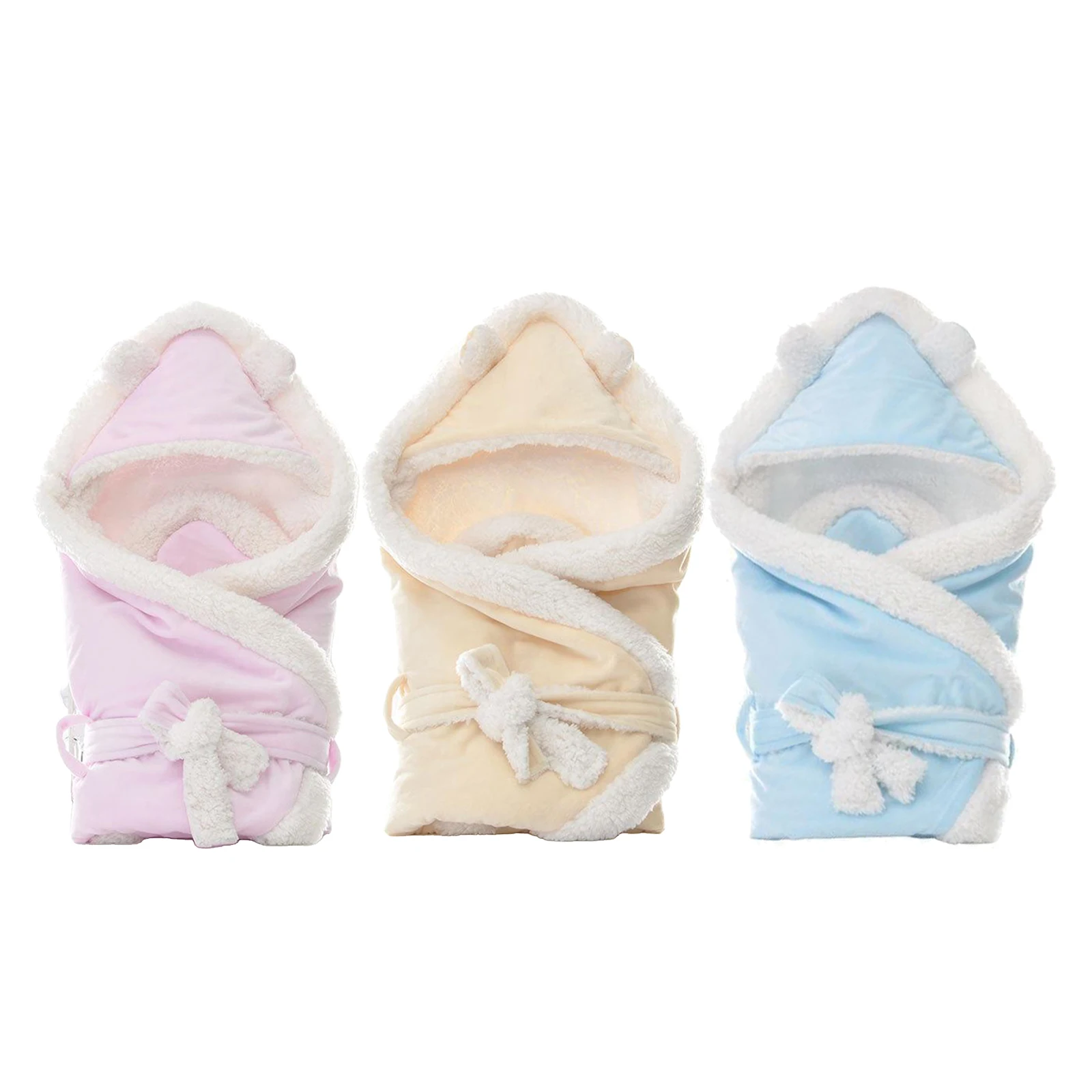 

Baby Newborn Soft Fleece Fabric Plush Swaddle Blankets Swaddling Wrap with Hood
