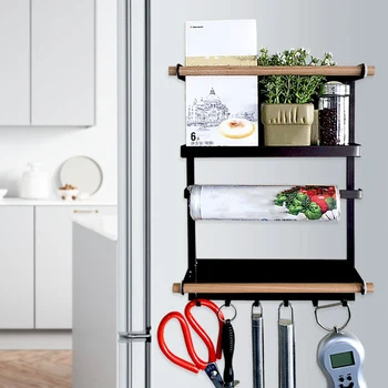 

Max. Load 8kg Side Refrigerator Magnetic Suction Free Punching Storage Rack Spice Kitchen Shelf Storage Organizer Wall Rack