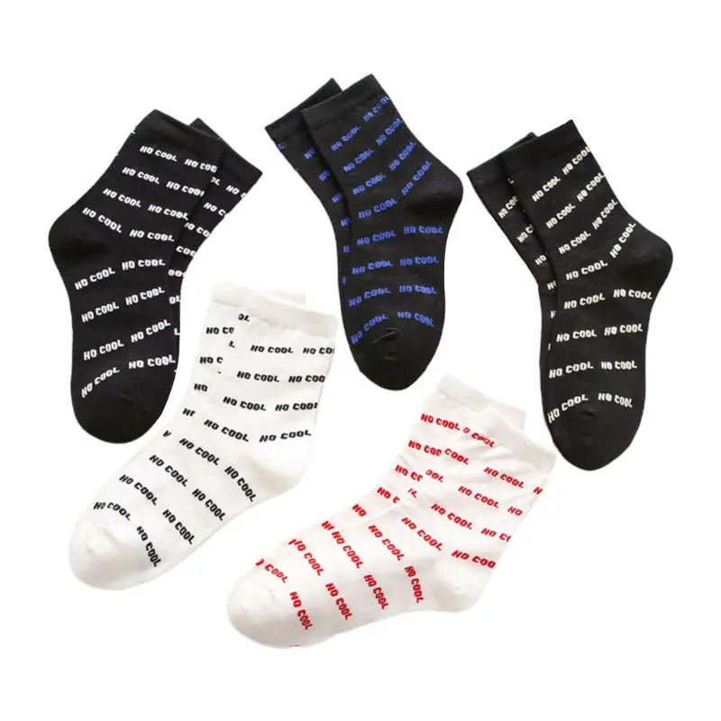 5 Pairs Women Girls Funny Words Cotton Crew Socks Cool Letters Skater Hosiery