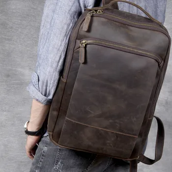 

Vintage Oxhide Top Layer Cow Leather Shoulder Bag Handmade Head Leather Backpack Cowhide Men's Computer Bag