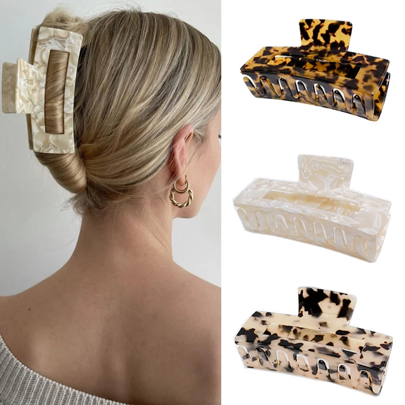 AccMAX-핫 인 대형 아세테이트 헤어 클로 10.5cm, 목욕 기본 클립 큰 거북이 껍질 클램프 다채로운 그랩 여성 액세서리 선물