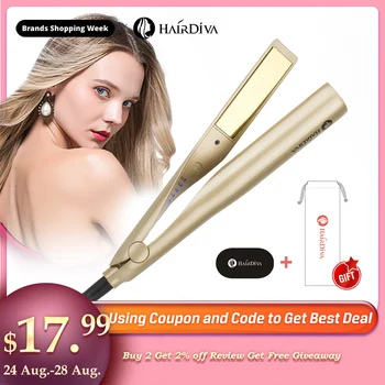 

HairDiva 2 In 1 Hair Curler Straightner and ElectricTitanium Dual Voltage Hair Curling Iron Straightener