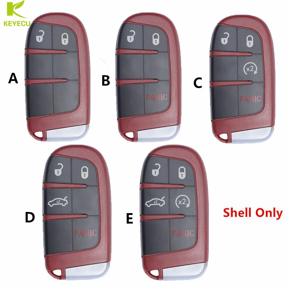 

KEYECU Replacement Red Smart Remote Key Shell Case for Chrysler 300 for Dodge Challenger Charger Dart Durango M3N-40821302