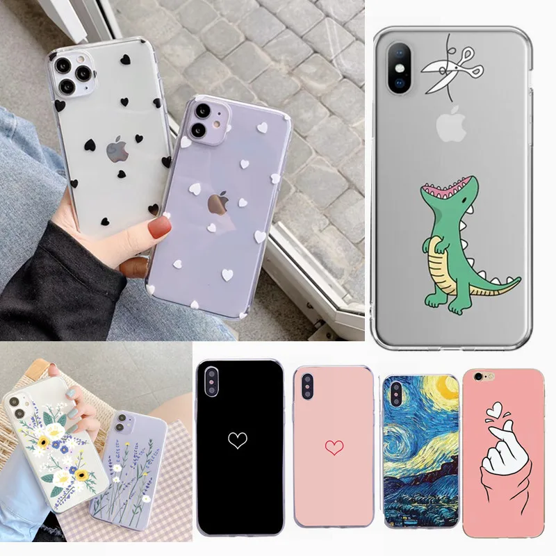 Чехол Capinha для iPhone 11 Pro Max 7 8 8Plus SE 2 мультяшный цветок мягкий чехол из ТПУ 2020 X XR XS 6 6S