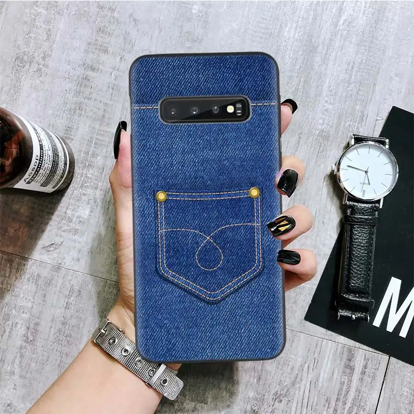 Джинсовый ковбойский джинсовый черный чехол с принтом для телефона samsung Galaxy S10+ Plus Lite Note 10 9 8 S9 S8 J4 J6+ Plus S7 S6 Edge Ca