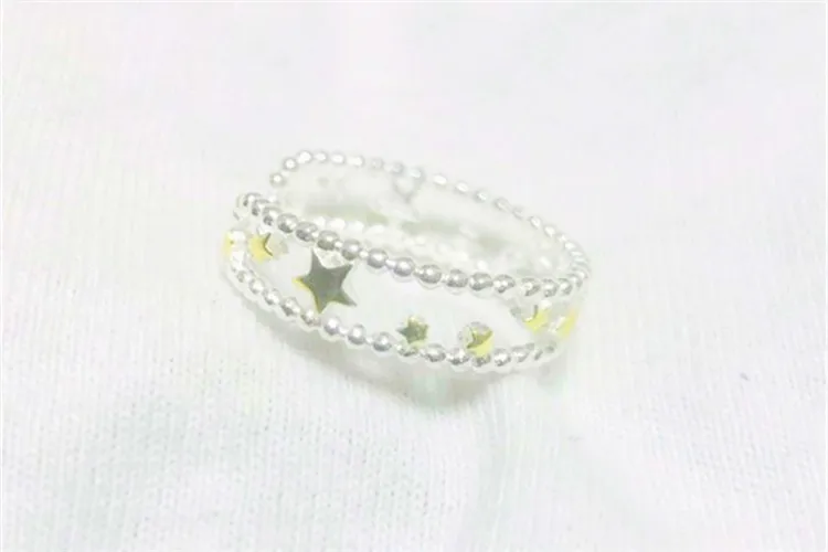 Посеребренный Золотой кольцо со звездами регулируемое женское корейское модное кольцо Пентагон