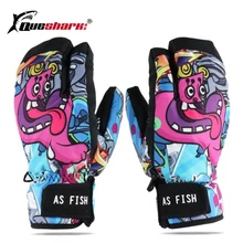 Мужские, женские, Детские профессиональные лыжные перчатки с 3 пальцами для сноуборда, водонепроницаемые велосипедные Лыжные рукавицы, зимние теплые спортивные снежные перчатки