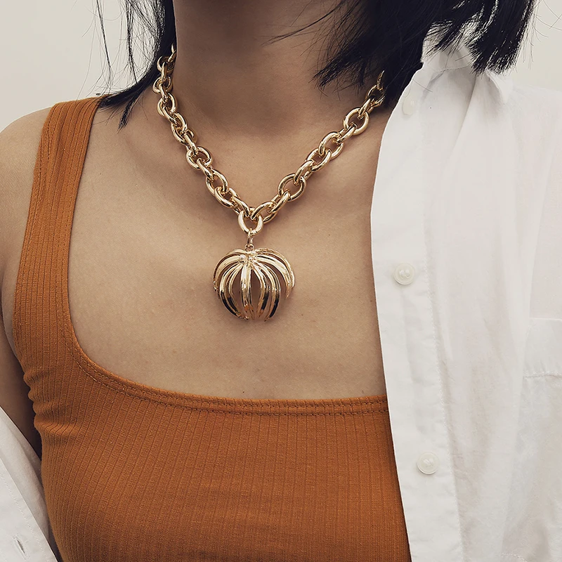 Gold/ Chain Necklace Women Vintage Pendant Choker Collares Fashion Sweater Chain Statement Necklaces Jewelry Gifts