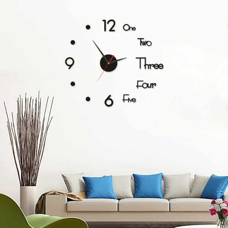 

New DIY Decorative Clocks Modern Creative Number English 3D Mirror Surface Wall Clock Sticker Home Decoration Accessories