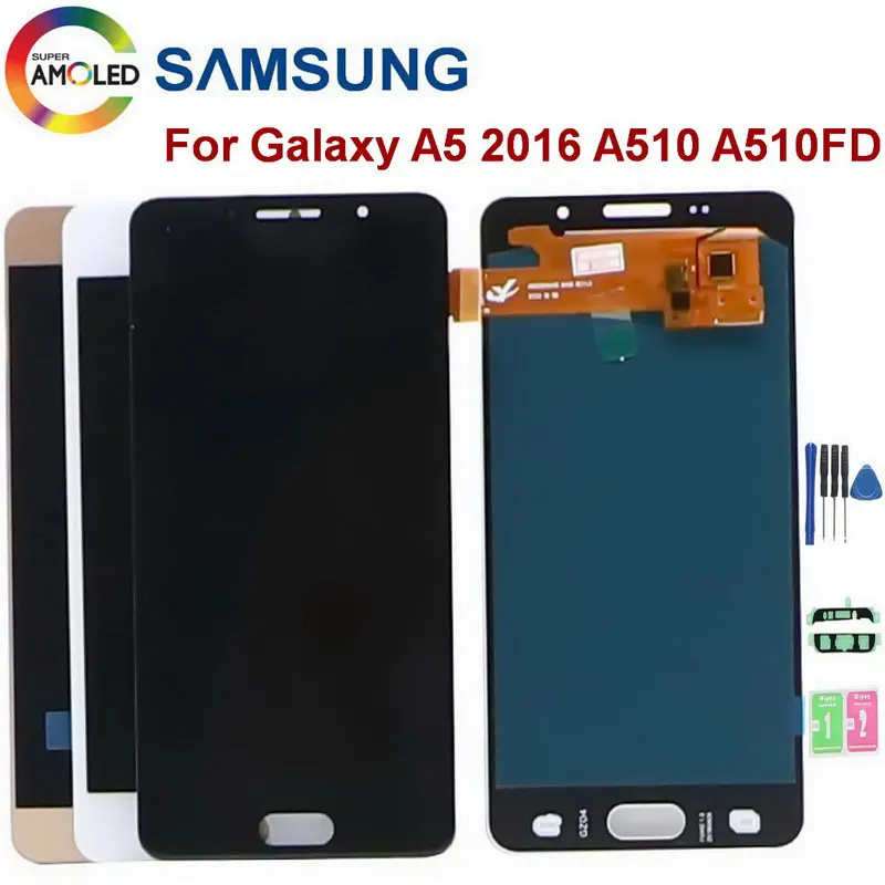 Super AMOLED A510 дисплей для SAMSUNG Galaxy A5 2016 A510F SM-A510F A510M A510FD ЖК-дисплей сенсорный экран