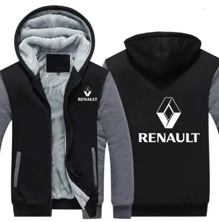 Темно-серый Толстовки Renault, куртка с капюшоном, Зимний пуловер для мужчин, унисекс, повседневная шерстяная подкладка, флисовое мужское пальто, толстовки Renault - Цвет: Темно-серый