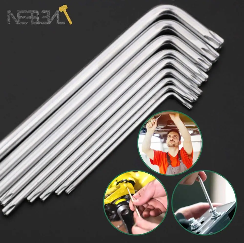 육각 키 세트 L 유형, 내구성 메트릭 Torx 크롬 바나듐 스타 렌치 도구, 스크루 드라이버 T10 T15 T20 T25 T27  T30 T40 T45 T50, 9 개 - AliExpress