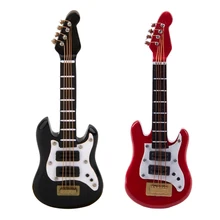 2 шт 1:12 Кукольный домик Миниатюрный Музыкальный Инструмент Акустическая гитара, черная E гитара и Красная гитара
