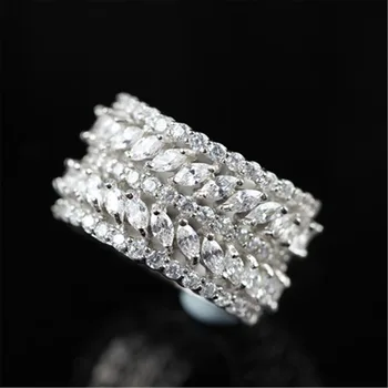 

Luxury 925 Sterling silver ring Jewelry Brand Marquise Cut Simulated diamond painting full Engagement Wedding Rings For Women