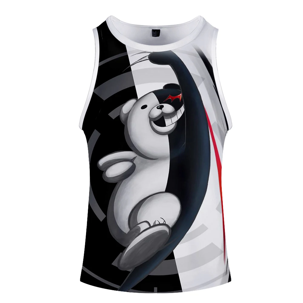Monokuma игра для psp жилет Топ для мужчин летний жилет без рукавов Модный тренд Повседневная одежда жилет