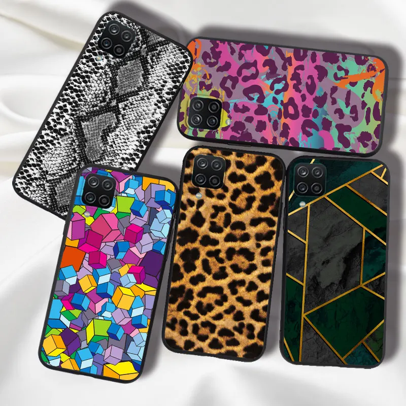 Per Samsung Galaxy M12 Custodia M 12 Silicone Opaco Geometrico Leopardo Per Samsung M12 Custodia Paraurti Tpu Morbido Per Galaxy M12 Cover Posteriore