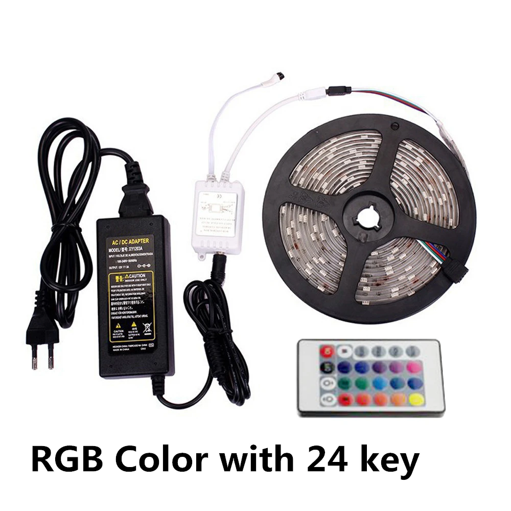 IP20 IP65 IP68 светодиодная лента RGB 5050SMD гибкая лента светодиод RGB 5 м лента диод DC 12 В пульт дистанционного управления адаптер