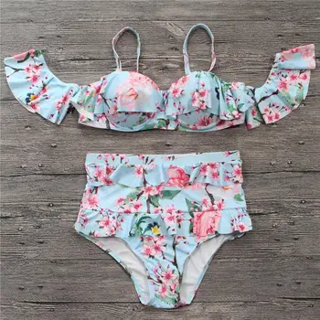 

New sexy small clear Conservative split high waist steel tohoe Bikini Swimsuit