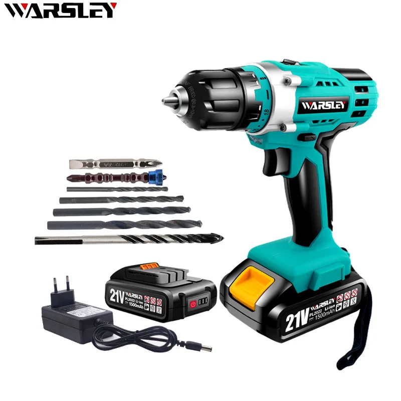 

21V Cordless Drill Lithium-Ion Battery Electric Screwdriver DIY Wireless Electric Drill Lithium-Ion Battery Power Tools 2-Speed