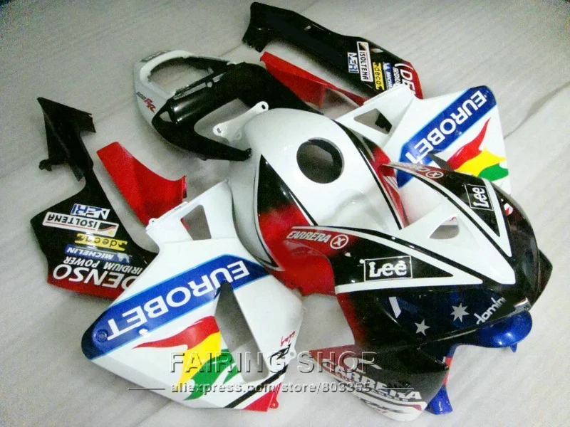 CBR 600RR 05 2005 Обтекатели для Honda белый EUROBET стикер) cbr600rr 06 2006 инжекторный комплект подходит SF017
