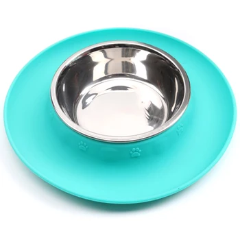 

Pet Bowl Silicone Stainless Steel Non-Slip Pets Feeder Food Water Bowl Durable Multi Function Dog Bowls for Cats
