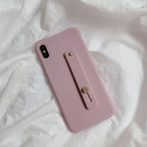 Pink Ремешок на запястье кронштейн чехол для телефона для iphone 11 Pro Max XR XS MAX X 7 8 6 6s Plus карамельный цвет Силиконовые мягкие чехлы держатель на руку - Цвет: Pink