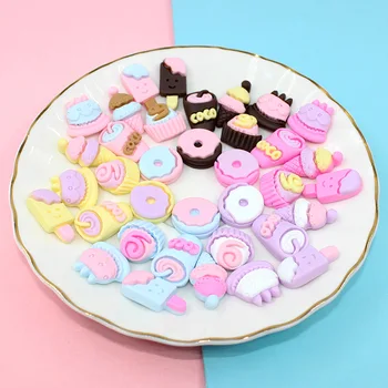 

Wholesale 100pcs Pastel Colors Flatback Kawaii Resin Cabochons DIY Accessories Material Food Cake Ice cream Bread Donut Patch
