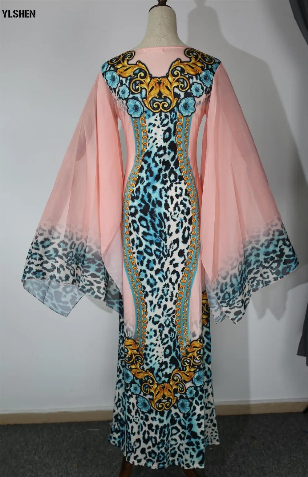 New African Dresses for Women Dashiki Print African Clothes Bazin Riche Sexy Slim Ruffle Sleeve Long Party Africa Dress Clothing 10
