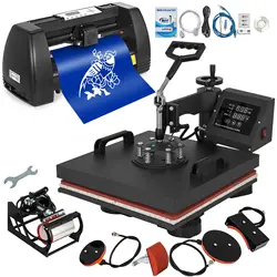 VEVOR Heat Press Machine 12x15 inch 5in1 T-Shirt Heat Press and Vinyl Cutter 14 inch Plotter Machine 375mm Paper Feed