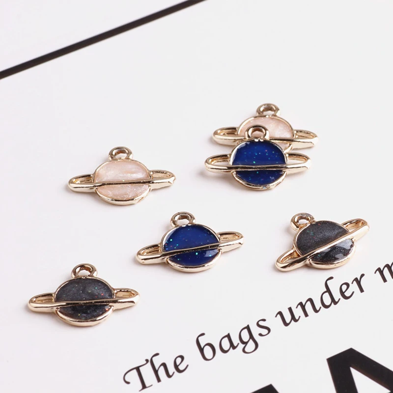 

6pcs uranus necklace pendant fashion blue star earrings for women korea cute pearl light universe planet circle earrings